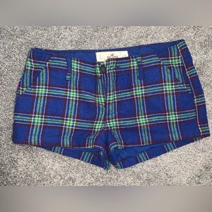 Hollister Blue and Green Shorts Plaid Pattern